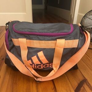 Adidas Charcoal, Purple, and Peach Sports Bag
